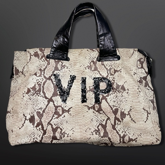 Rare Snakeskin Print Leather Overnight VIP Bag by Barbara Rihl Paris - Picture 1 of 7